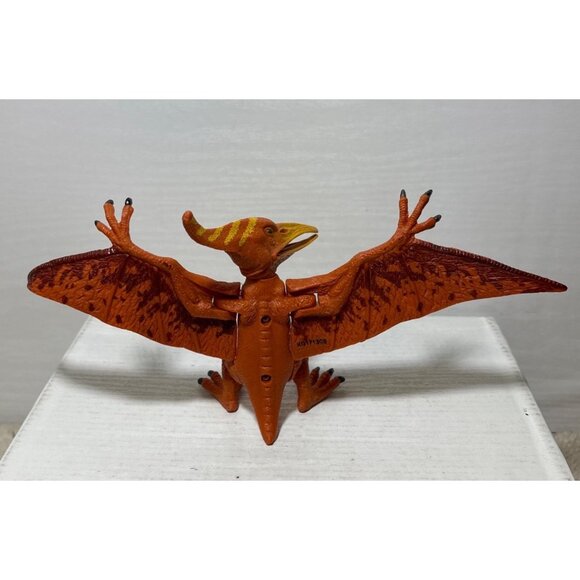 Kid Galaxy Posable Dinosaur Pteranodon -Articulated Wings & Legs Orange & Yellow - Picture 5 of 9